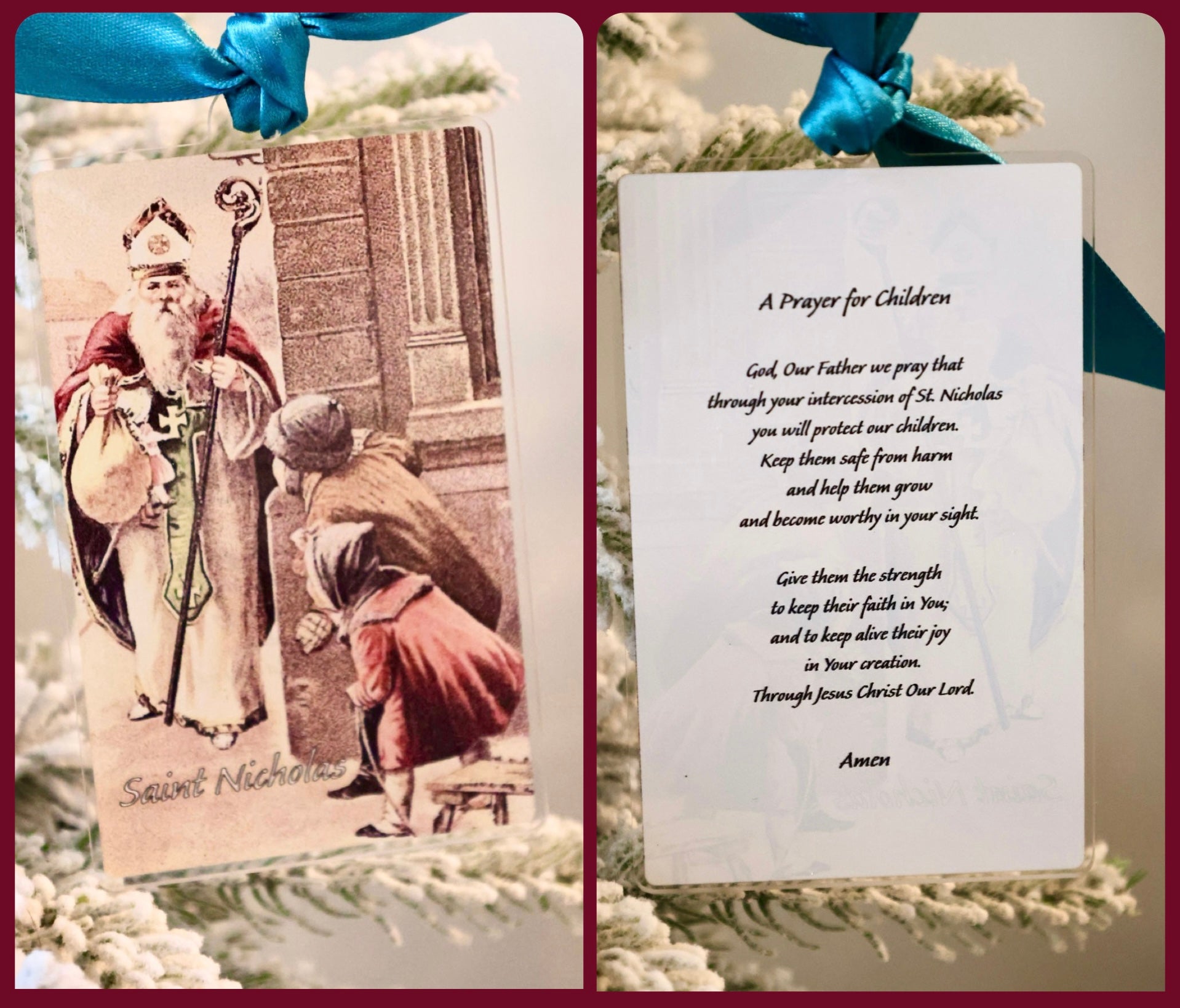 Saint Nicholas Vintage Acrylic Holy Card | A Prayer for Children