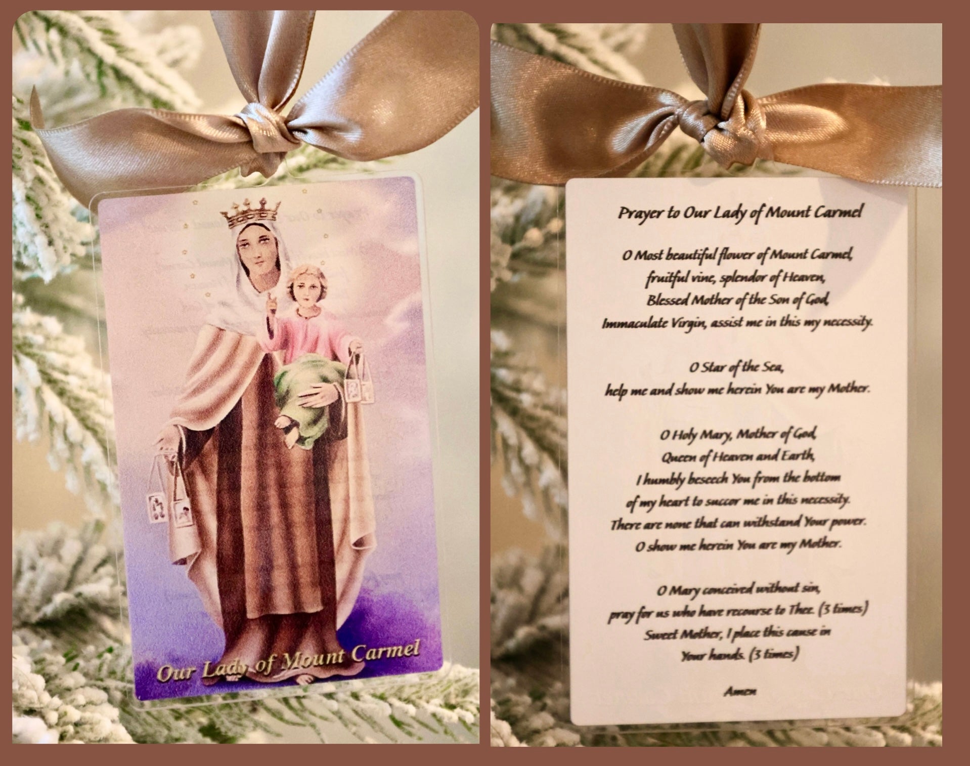 Our Lady of Mount Carmel Vintage Acrylic Holy Card
