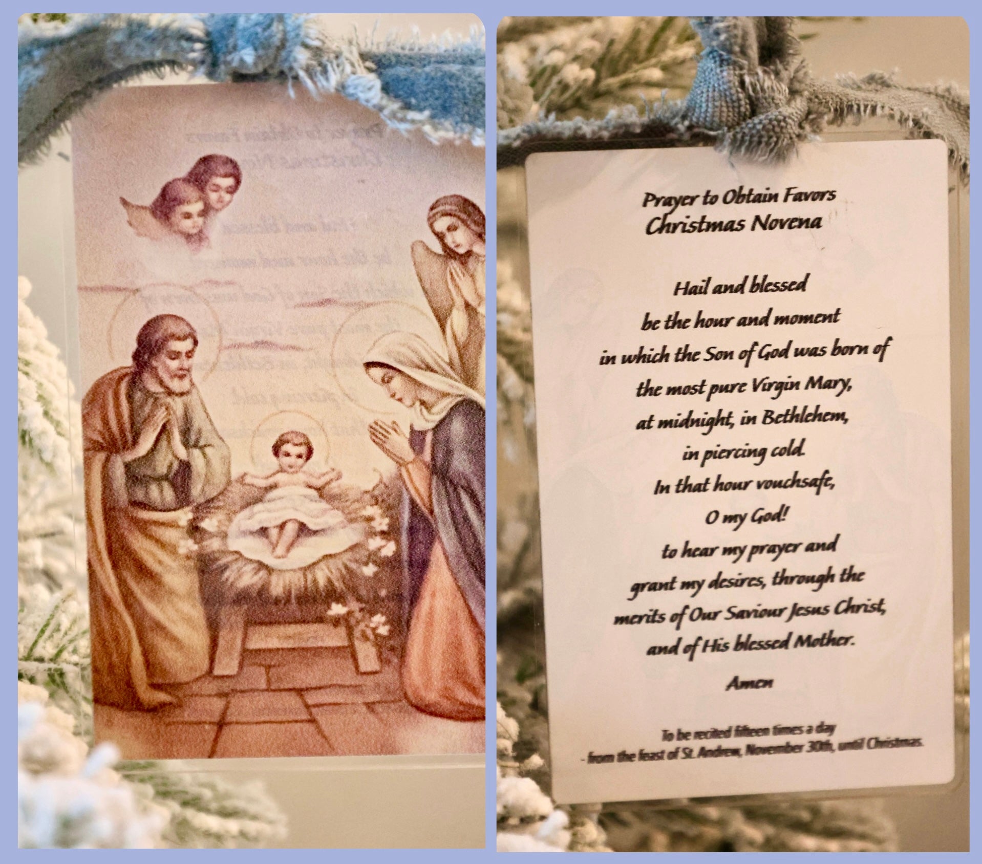 Christmas Novena Acrylic Holy Card | Prayer to Obtain Favors