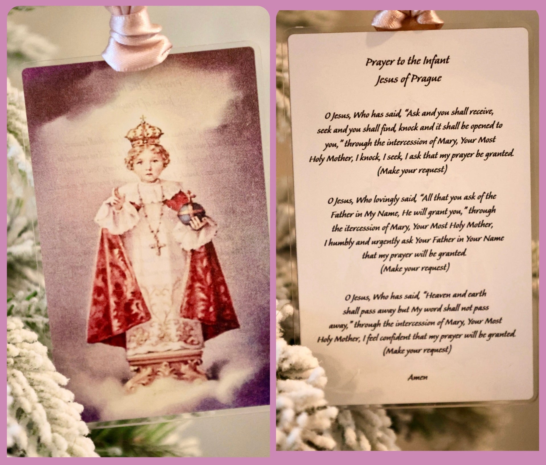Infant Jesus of Prague Vintage Acrylic Holy Card