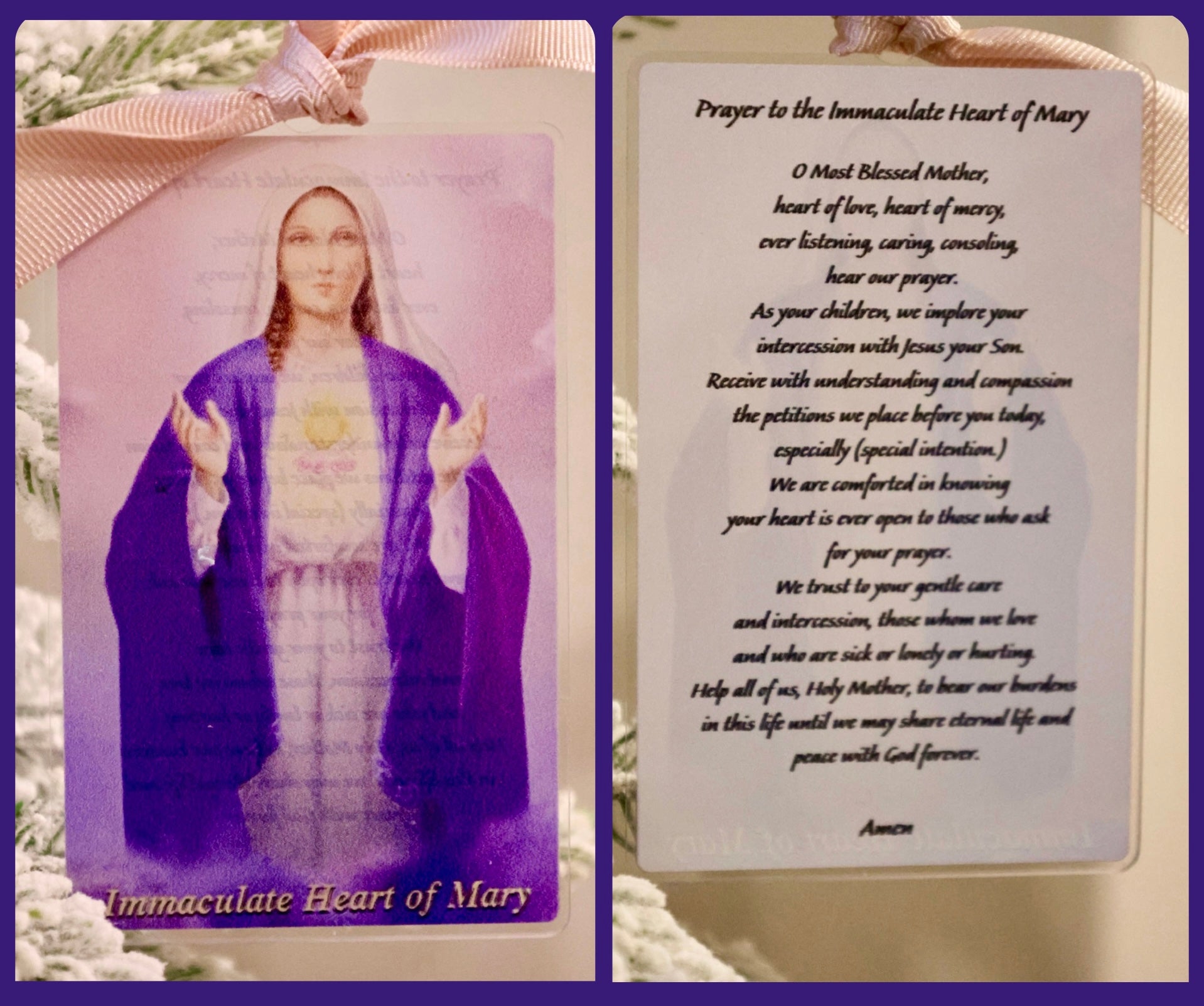 Immaculate Heart of Mary Vintage Acrylic Holy Card