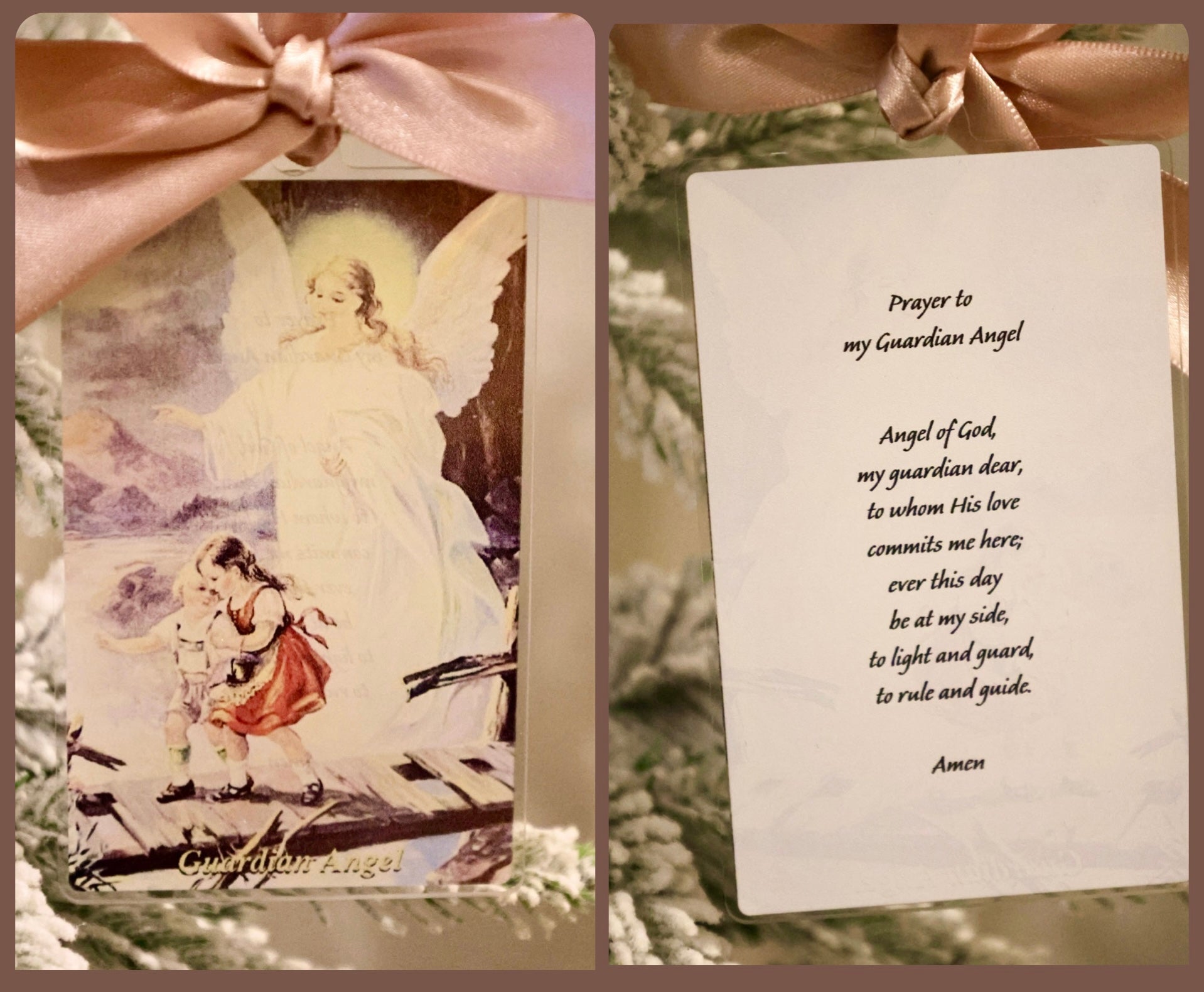 Guardian Angel Vintage Acrylic Holy Card